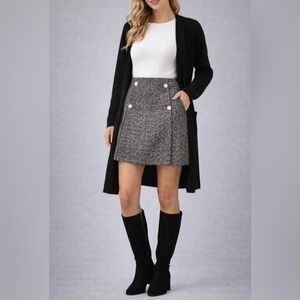 SHEIN Preppy Chic High Waist Tweed A-Line Mini Skirt ~ Size 12 ~ NWOT